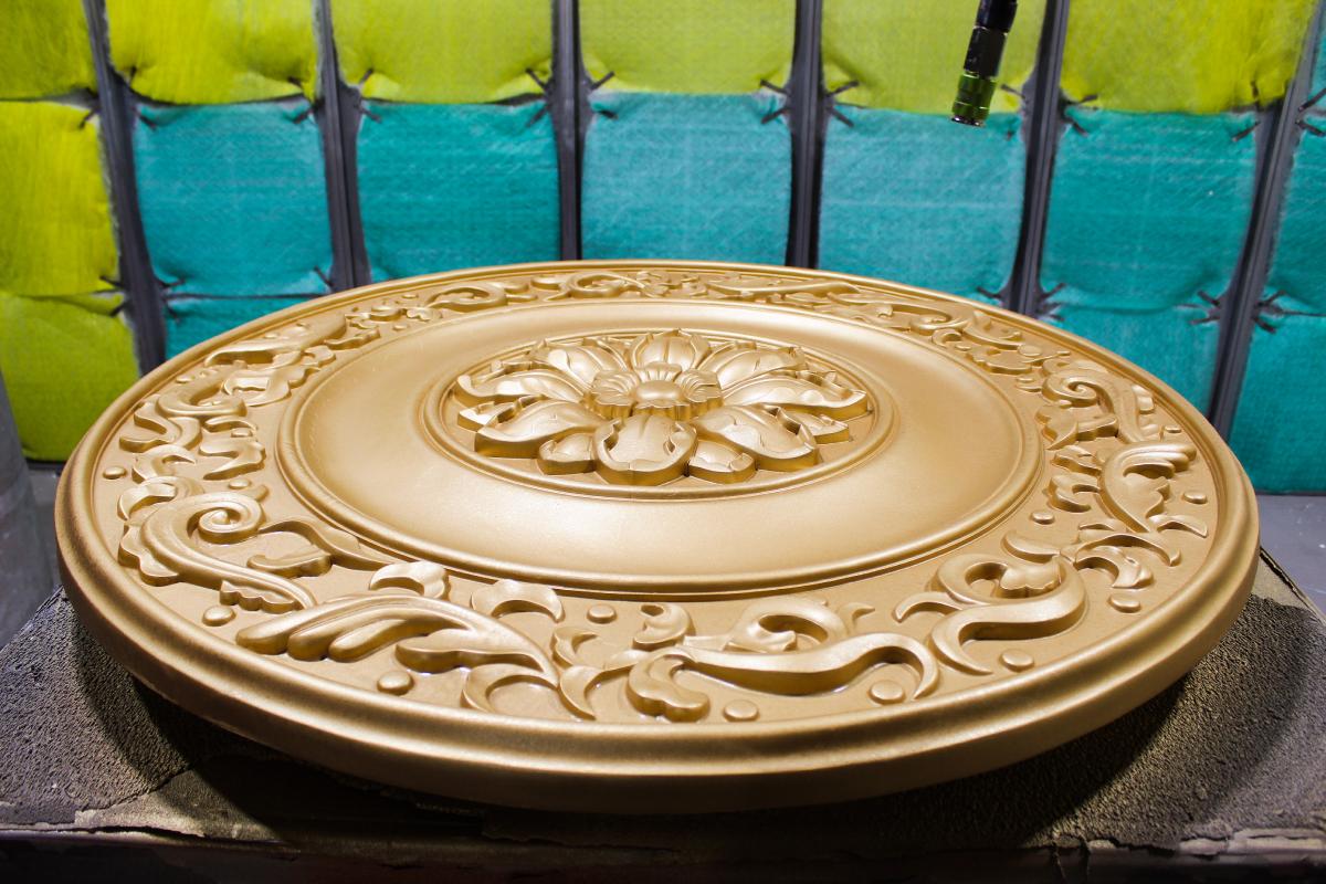 Endurathane Orrington Ceiling Medallion, 13 1/4OD X 6 5/8ID X 1 1/8P (Fits Canopies Up To 6 5/8), Two Piece, Factory Primed - Ekena Millwork