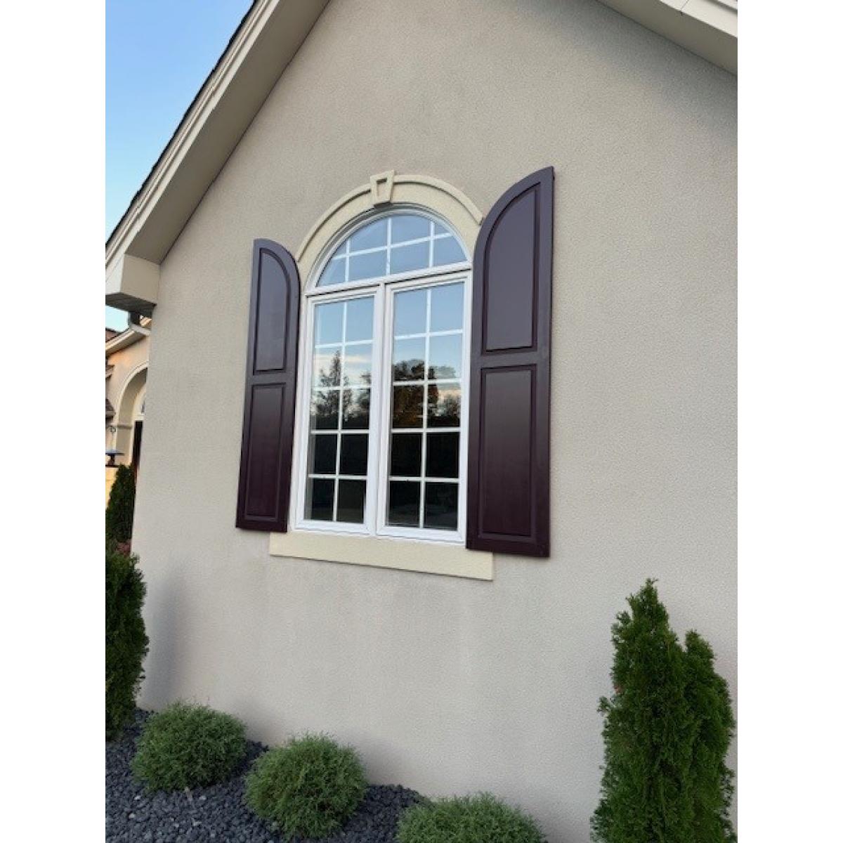 True Fit PVC Arch Top Raised Panel Shutters (Per Pair) - Ekena
