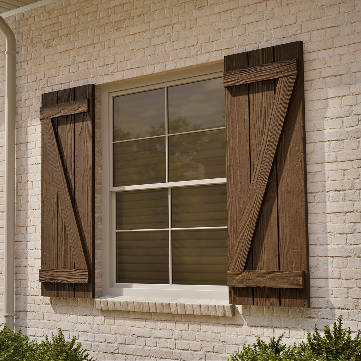 Timberthane Faux Wood Sandblasted Spaced Board-n-Batten Shutters