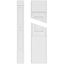 Two Equal Flat Panel PVC Pilaster w/Standard Capital & Base (Pair)
