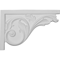 11 3/4"W x 7 3/4"H x 3/4"D Large Acanthus Stair Bracket, Right