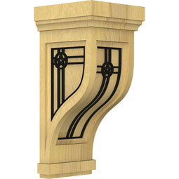 Traditional Recessed Wood Corbel w/ Inlay
