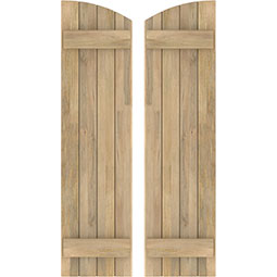 Americraft Exterior Real Wood Elliptical Top Board-n-Batten Shutters (Per Pair)
