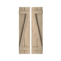 Rustic Joined Board-n-Batten Faux Wood Shutters w/Z-Board (Per Pair)