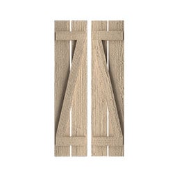 Rustic Spaced Board-n-Batten Faux Wood Shutters w/Z-Board (Per Pair)