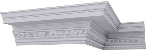 7 3/8"H x 7 1/4"P x 10 1/4"F x 94 1/2"L, (1 1/2" Repeat) Bedford Beaded Crown Moulding