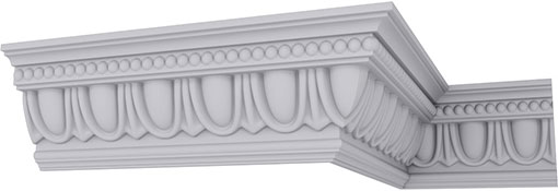 7 1/4"H x 5"P x 8 3/4"F x 94 1/2"L, (4" Repeat), Egg and Dart Crown Moulding