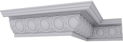 6 3/4"H x 7 3/4"P x 10 1/4"F x 94 1/2"L, (4 3/8" Repeat), Egg and Dart Crown Moulding