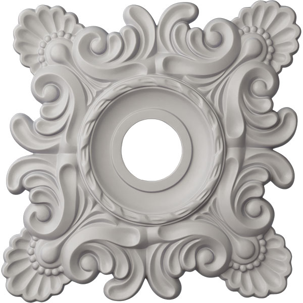 18"W x 18"H x 3 1/4"ID x 1 1/2"P Crawley Ceiling Medallion (Fits Canopies up to 6 3/4"), Hand-Painted Ultra Pure White