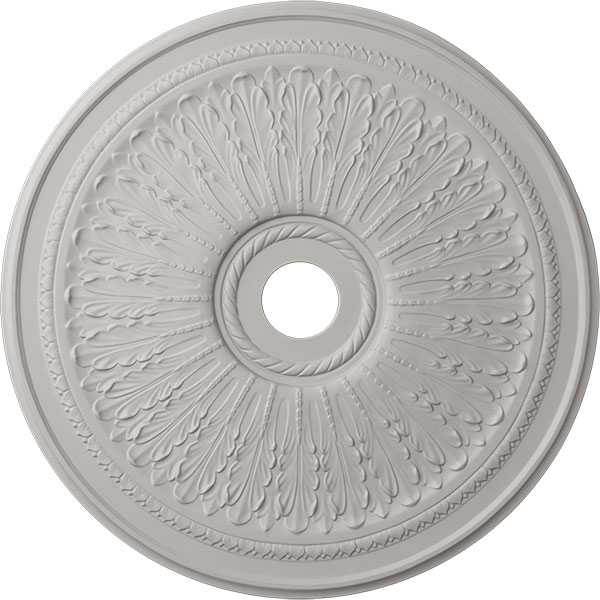 29 1/8"OD x 3 5/8"ID x 1"P Oakleaf Ceiling Medallion (Fits Canopies up to 6 1/4"), Hand-Painted Ultra Pure White