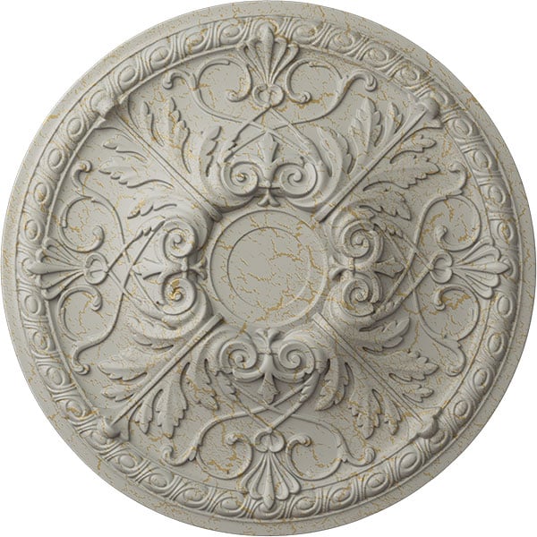 26"OD x 3"P Tristan Ceiling Medallion (Fits Canopies up to 5 1/2"), Hand-Painted Pot of Cream Crackle