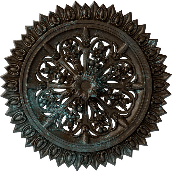 24 3/4"OD 1 3/8"ID x 3 1/4"P Lariah Ceiling Medallion (Fits Canopies up to 1 3/8"), Hand-Painted Bronze Blue Patina