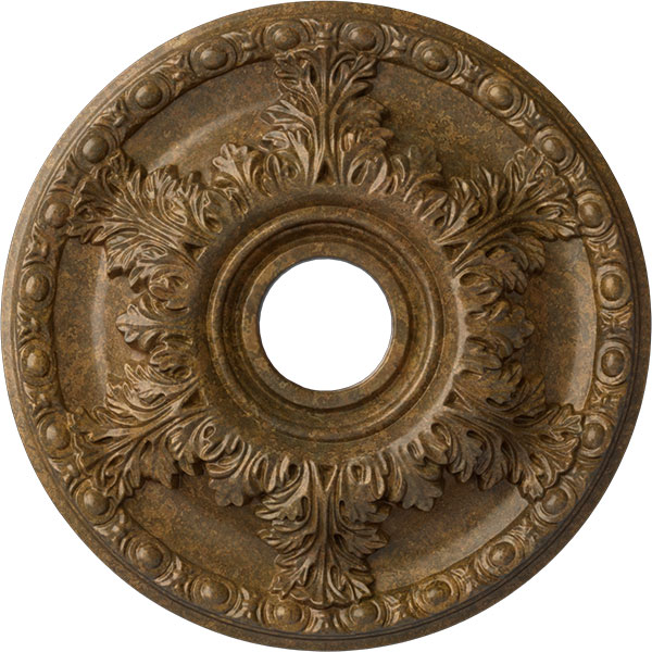 18"OD x 3 1/2"ID x 2 1/2"P Granada Ceiling Medallion (Fits Canopies up to 6 5/8"), Hand-Painted Rubbed Bronze