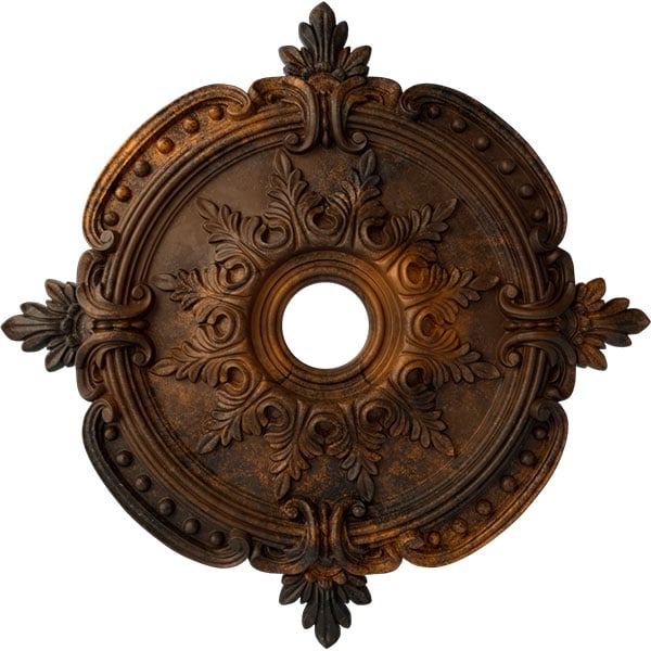28 3/8"OD x 3 3/4"ID x 1 5/8"P Benson Classic Ceiling Medallion (Fits Canopies up to 6 1/2"), Hand-Painted Rust