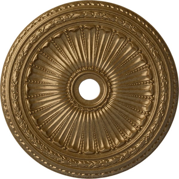 35 1/8"OD x 4 7/8"ID x 2 1/2"P Viceroy Ceiling Medallion (Fits Canopies up to 4 7/8"), Hand-Painted Pale Gold