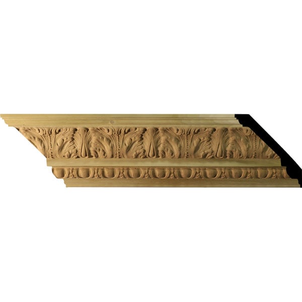 SAMPLE - 4 3/4"H x 3 1/2"P x 6"F x 12"L Acanthus Leaf CompoDecor Hardwood Crown Moulding, Poplar & Composite