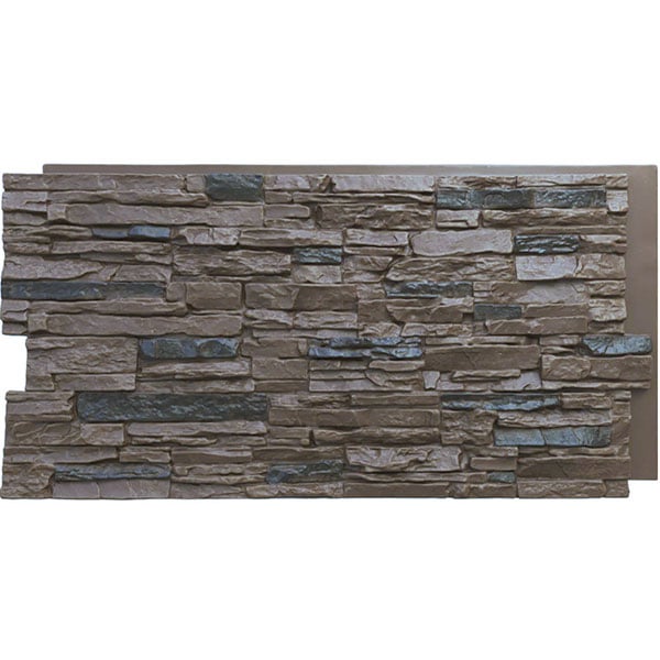 45 3/4"W x 24 1/2"H x 1 1/4"D Canyon Ridge Stacked Stone, StoneCraft Faux Stone Siding Panel, Canyon Brown