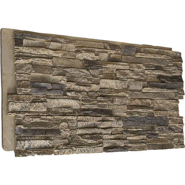 45 3/4"W x 24 1/2"H x 1 1/4"D Canyon Ridge Stacked Stone, StoneCraft Faux Stone Siding Panel, Smokey Ridge