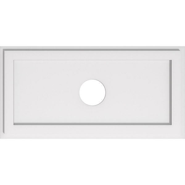 28"W x 14"H x 4"ID x 9 3/4"C x 1"P Rectangle Architectural Grade PVC Contemporary Ceiling Medallion