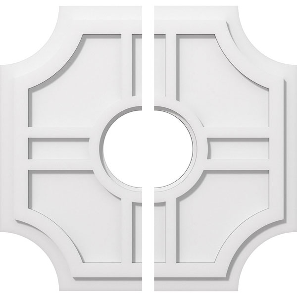 22"OD x 6"ID x 7 1/4"C x 1"P Haus Architectural Grade PVC Contemporary Ceiling Medallion, Two Piece