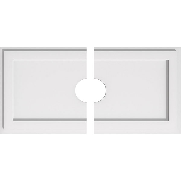 22"W x 11"H x 3"ID x 7 1/2"C x 1"P Rectangle Architectural Grade PVC Contemporary Ceiling Medallion, Two Piece