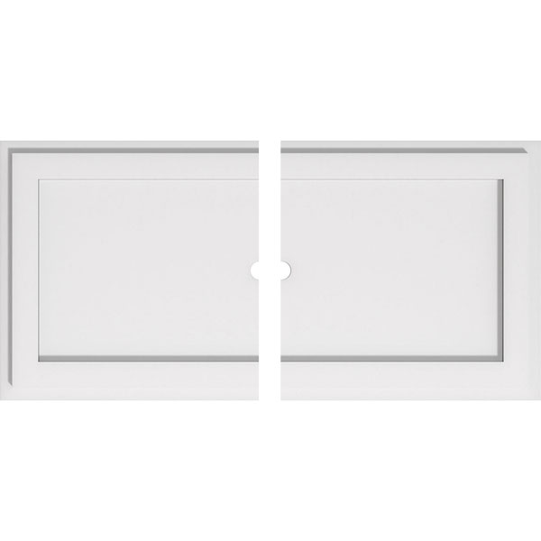 28"W x 14"H x 1"ID x 9 3/4"C x 1"P Rectangle Architectural Grade PVC Contemporary Ceiling Medallion, Two Piece