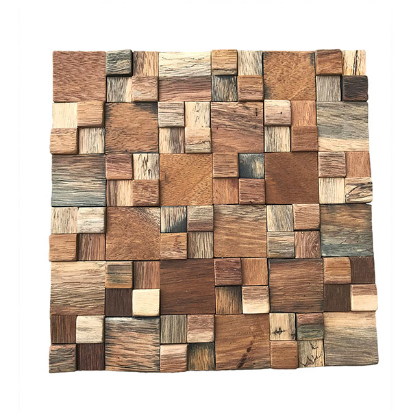 11 7/8"W x 11 7/8"H x 1/2"P Belmont Boat Wood Mosaic Wall Tile, Natural Finish