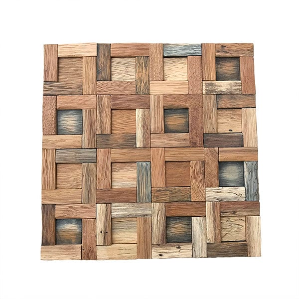 11 7/8"W x 11 7/8"H x 3/4"P Freeport Boat Wood Mosaic Wall Tile, Natural Finish