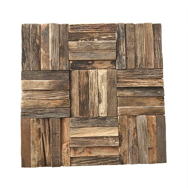 11 7/8"W x 11 7/8"H x 1/2"P Weave Boat Wood Mosaic Wall Tile, Natural Finish