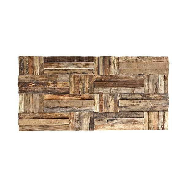 23 3/4"W x 11 7/8"H x 3/4"P Antique Boat Wood Mosaic Wall Tile, Natural Finish