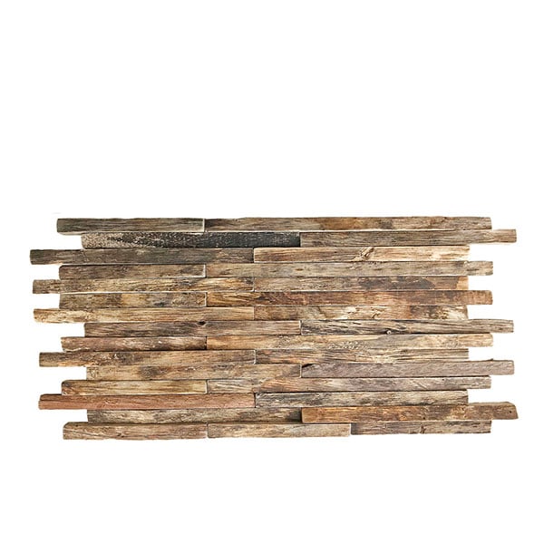 23 3/4"W x 11 7/8"H x 3/4"P Stacked Boat Wood Mosaic Wall Tile, Natural Finish