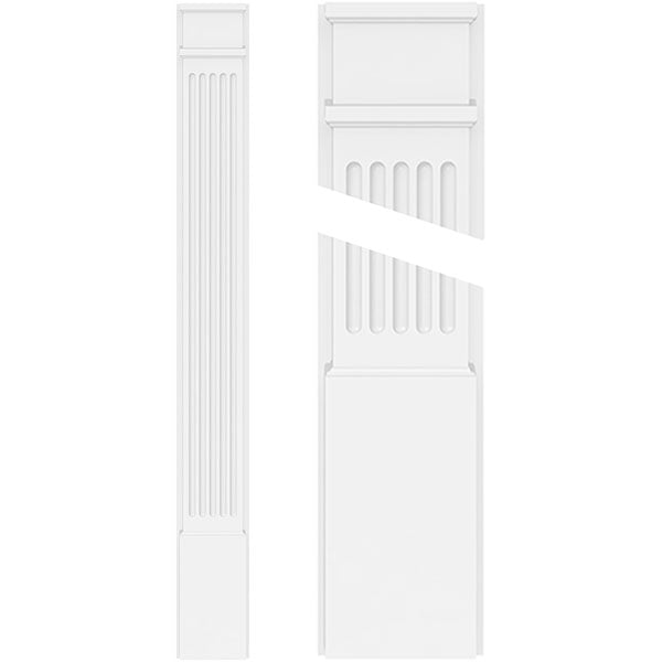 Fluted PVC Pilaster w/Decorative Capital & Base (Pair)