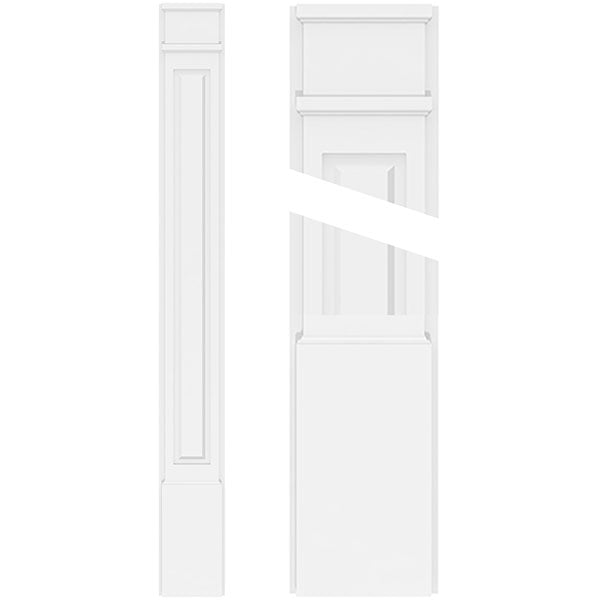 8"W x 90"H x 2"P  Raised Panel PVC Pilaster w/Decorative Capital & Base (Pair)