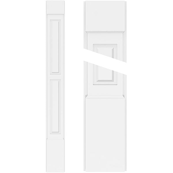 Two Equal Raised Panel PVC Pilaster w/Standard Capital & Base (Pair)