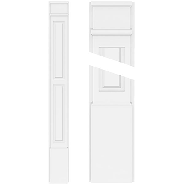 5"W x 48"H x 2"P  Two Equal Raised Panel PVC Pilaster w/Decorative Capital & Base (Pair)