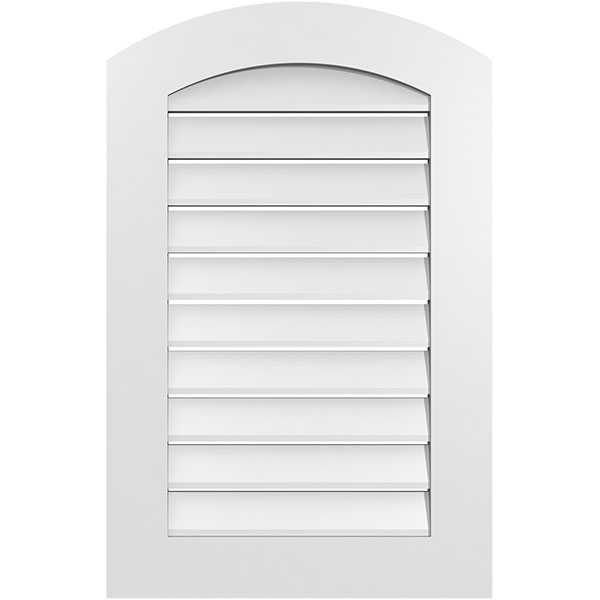 22"W x 32"H Arch Top Surface Mount PVC Gable Vent: Non-Functional, w/ 3-1/2"W x 1"P Standard Frame