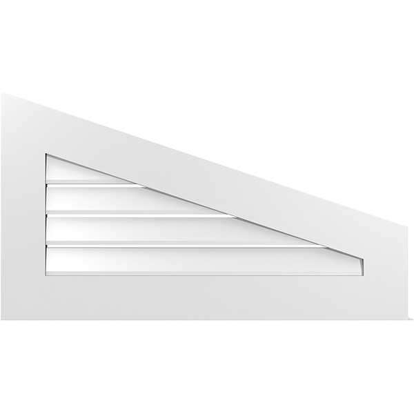 32"W x 18"H Half Peaked Top Right Surface Mount PVC Gable Vent 4/12 Pitch: Functional, w/ 3-1/2"W x 1"P Standard Frame
