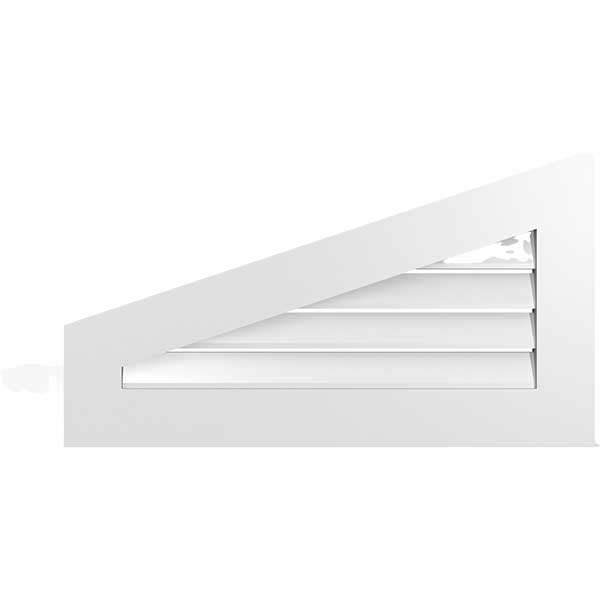 32"W x 18"H Half Peaked Top Left Surface Mount PVC Gable Vent 4/12 Pitch: Functional, w/ 3-1/2"W x 1"P Standard Frame