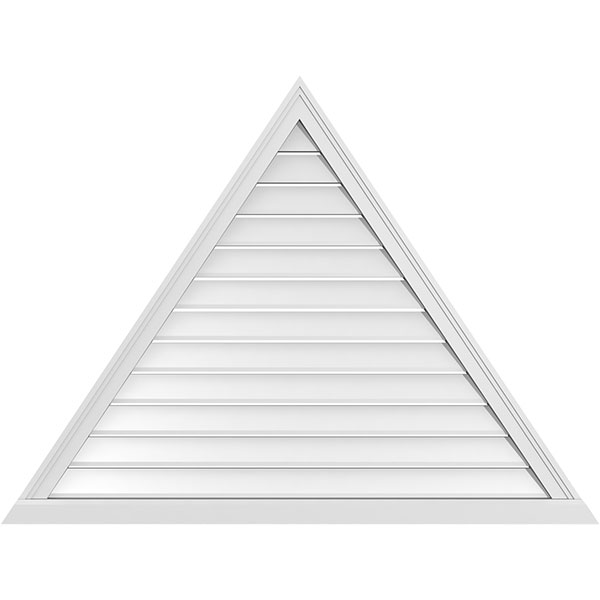 50"W x 12-1/2"H Triangle Surface Mount PVC Gable Vent 6/12 Pitch: Functional, w/ 2"W x 2"P Brickmould Sill Frame