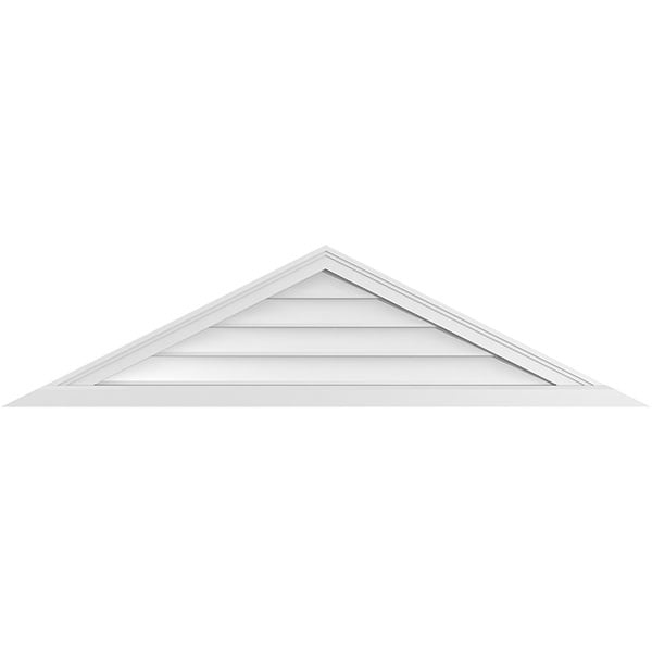60"W x 15"H Triangle Surface Mount PVC Gable Vent 6/12 Pitch: Non-Functional, w/ 2"W x 2"P Brickmould Sill Frame