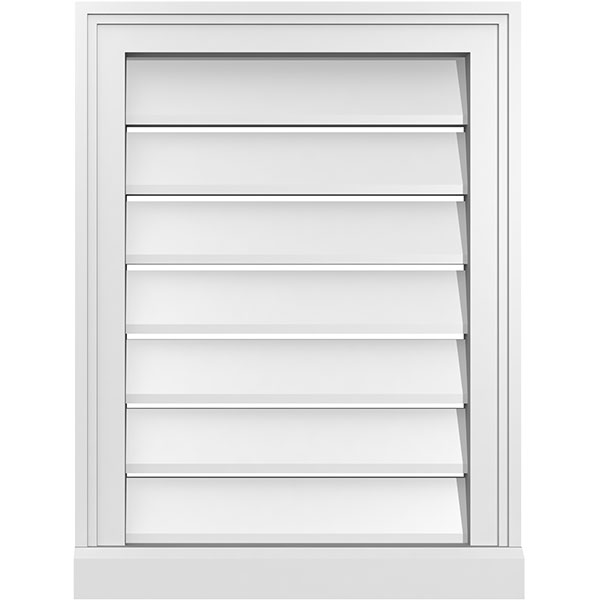 18"W x 24"H Rectangle Surface Mount PVC Gable Vent: Functional, w/ 2"W x 2"P Brickmould Sill Frame