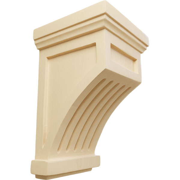 4 1/4"W x 4 1/4"D x 7"H Fluted Mission Corbel, Maple