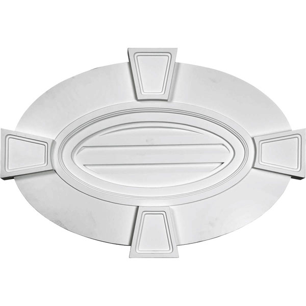 29"W x 20"H x 1 3/4"P, Horizontal Oval Gable Vent Louver with Flat trim & Keystones, Non-Functional