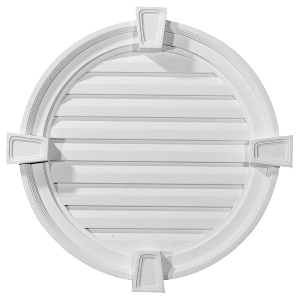 22"W x 22"H x 2 1/8"P,  Round Gable Vent with Keystones, Non-Functional