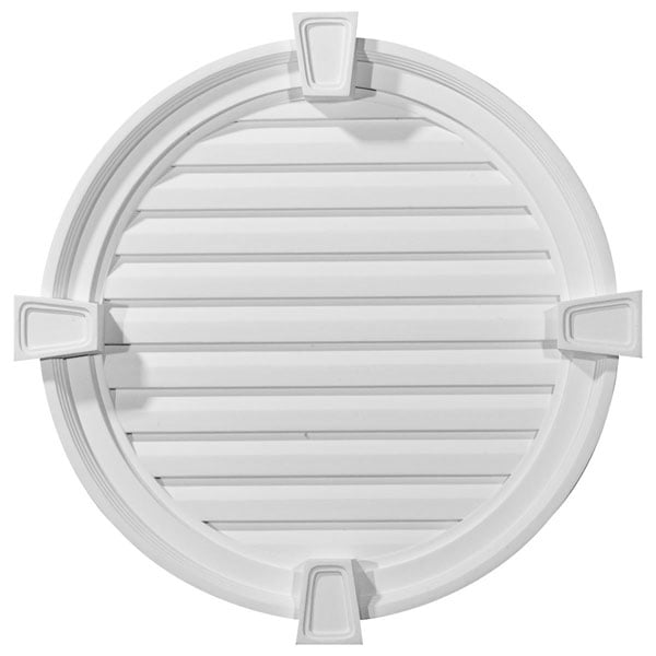 24"W x 24"H x 1 1/8"P,  Round Gable Vent with Keystones, Non-Functional