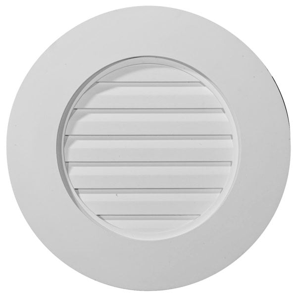 20"W x 20"H x 1 1/8"P, Round Gable Vent Louver, w/ Wide Trim, Functional