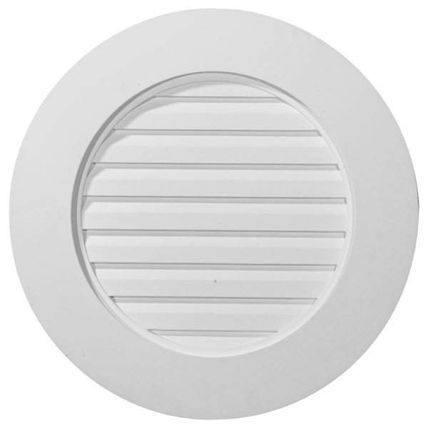 23"W x 23"H x 1 5/8"P, Round Gable Vent Louver, w/ Wide Trim, Functional