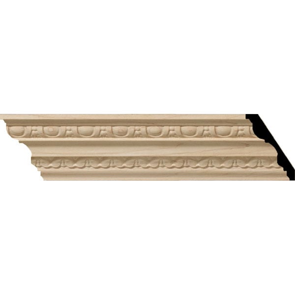 SAMPLE - 5 1/2"H x 4"P x 6 3/4"F x 12"L Bedford Carved Wood Crown Moulding, Maple
