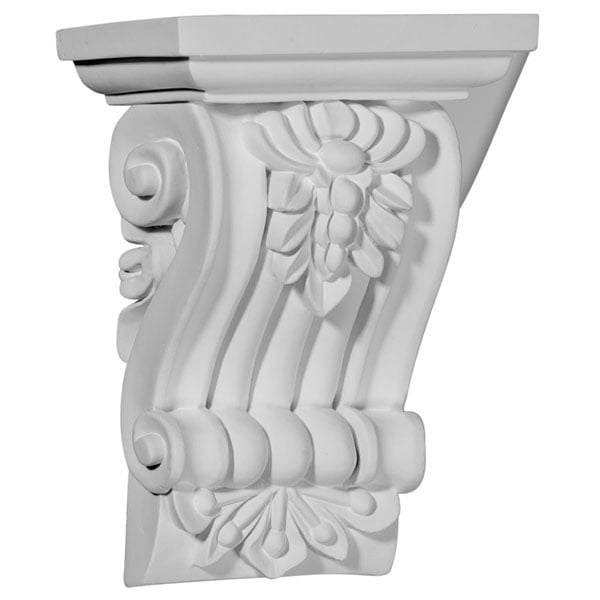 4 1/8"W x 3"D x 5 3/4"H Leandros Fluted Leaf Corbel