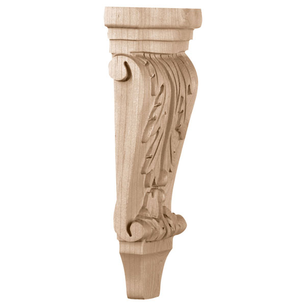 4 3/4"W x 1 3/4"D x 10"H, Small Acanthus Pilaster Corbel, Cherry